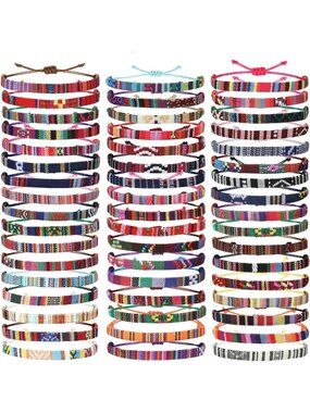 50 Pcs Boho Beach Bracelets for Men & Women - Waterproof Adjustable Summer